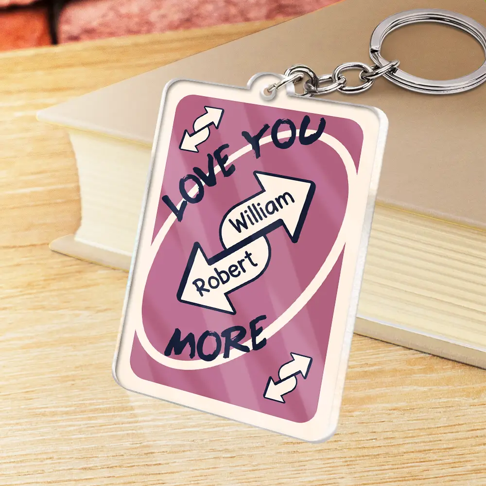 Love You More Reverse Card Animate Couple - Personalized Acrylic Keychain - Image 2