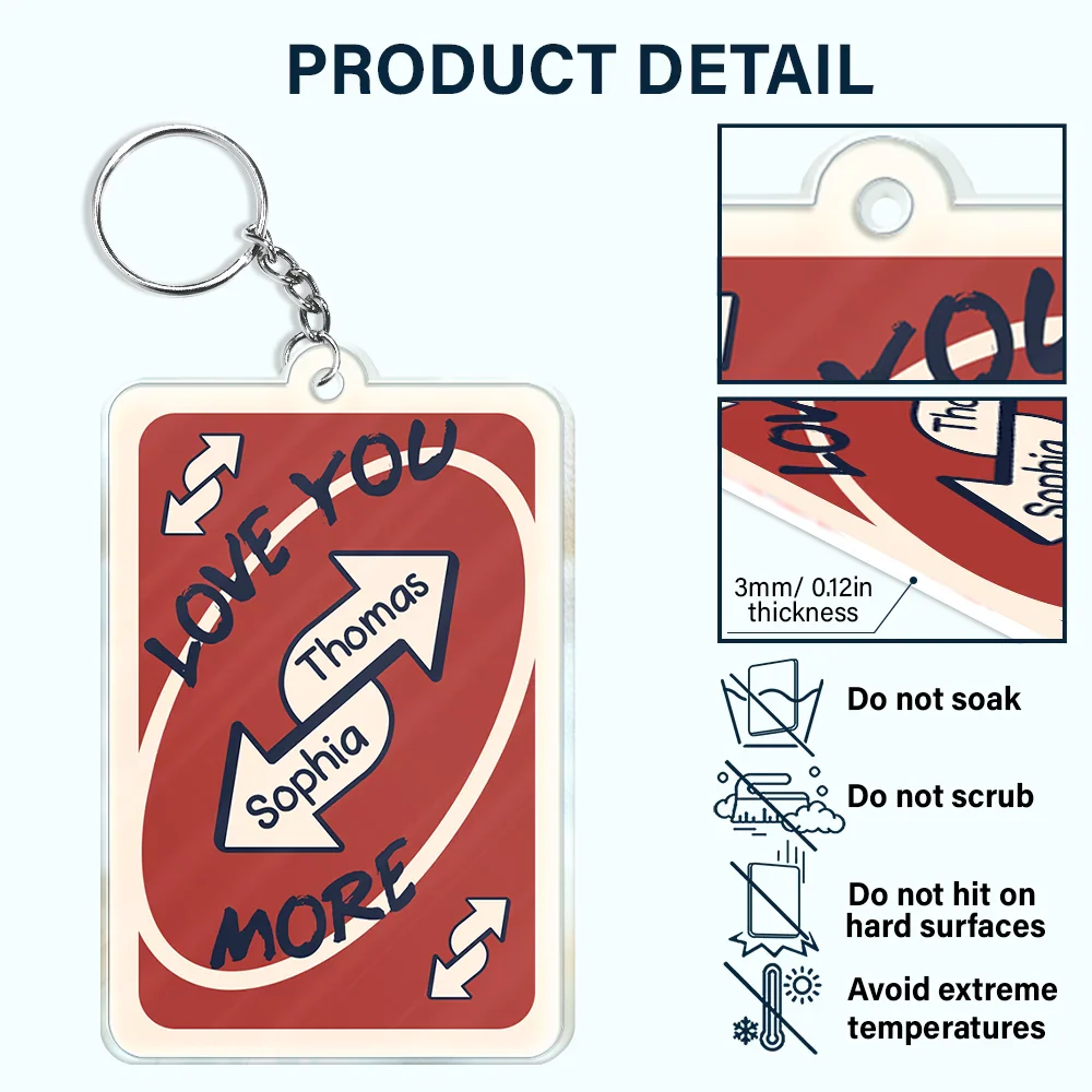 Love You More Reverse Card Animate Couple - Personalized Acrylic Keychain - Image 6