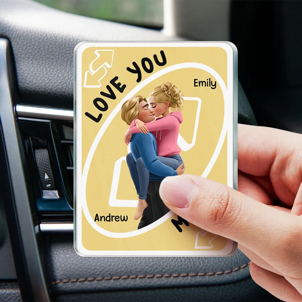 Love You More Reverse Card - Personalized Acrylic Car Vent Clip - Image 4