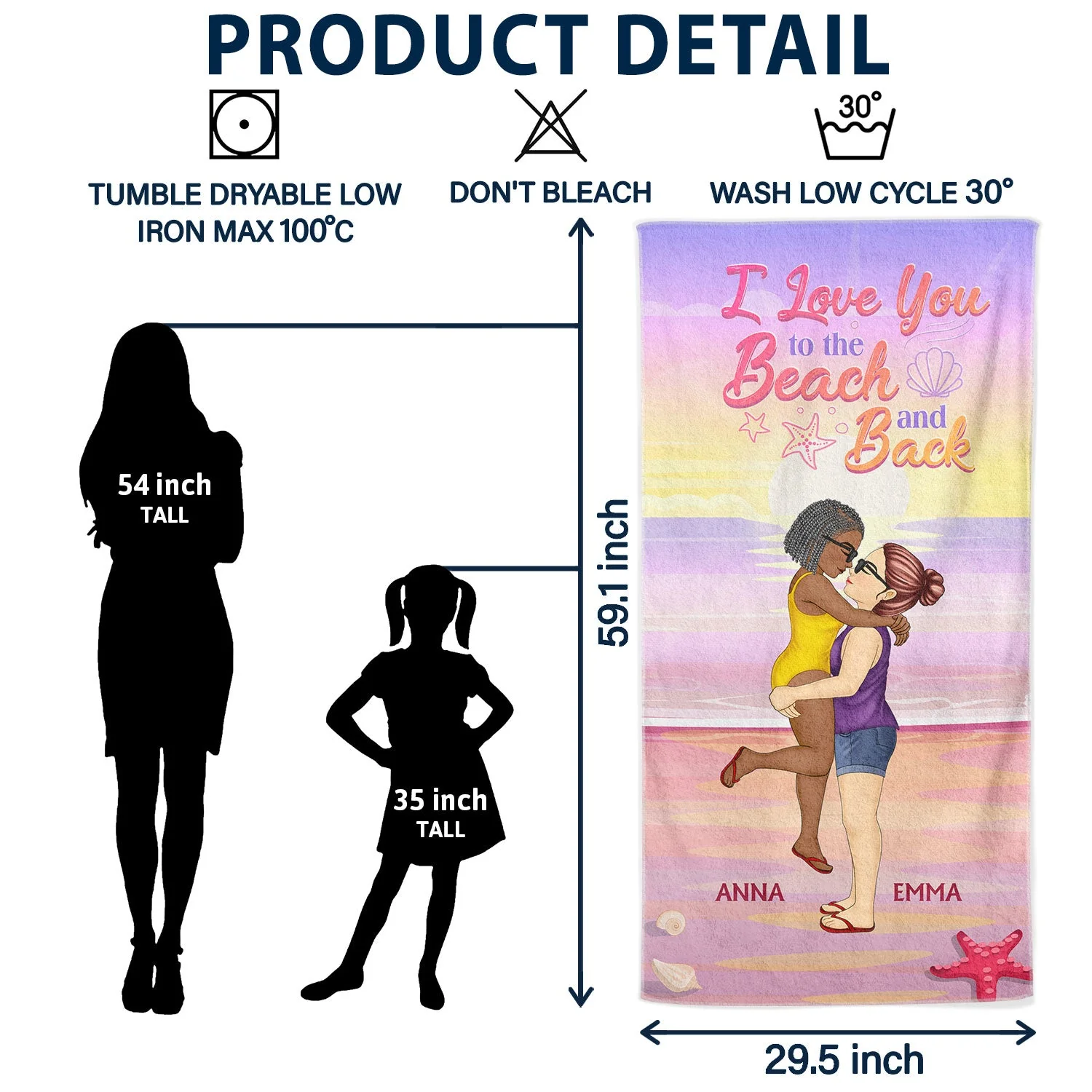 Love You To The Beach And Back - Gift For Couples - Personalized Beach Towel - Image 6