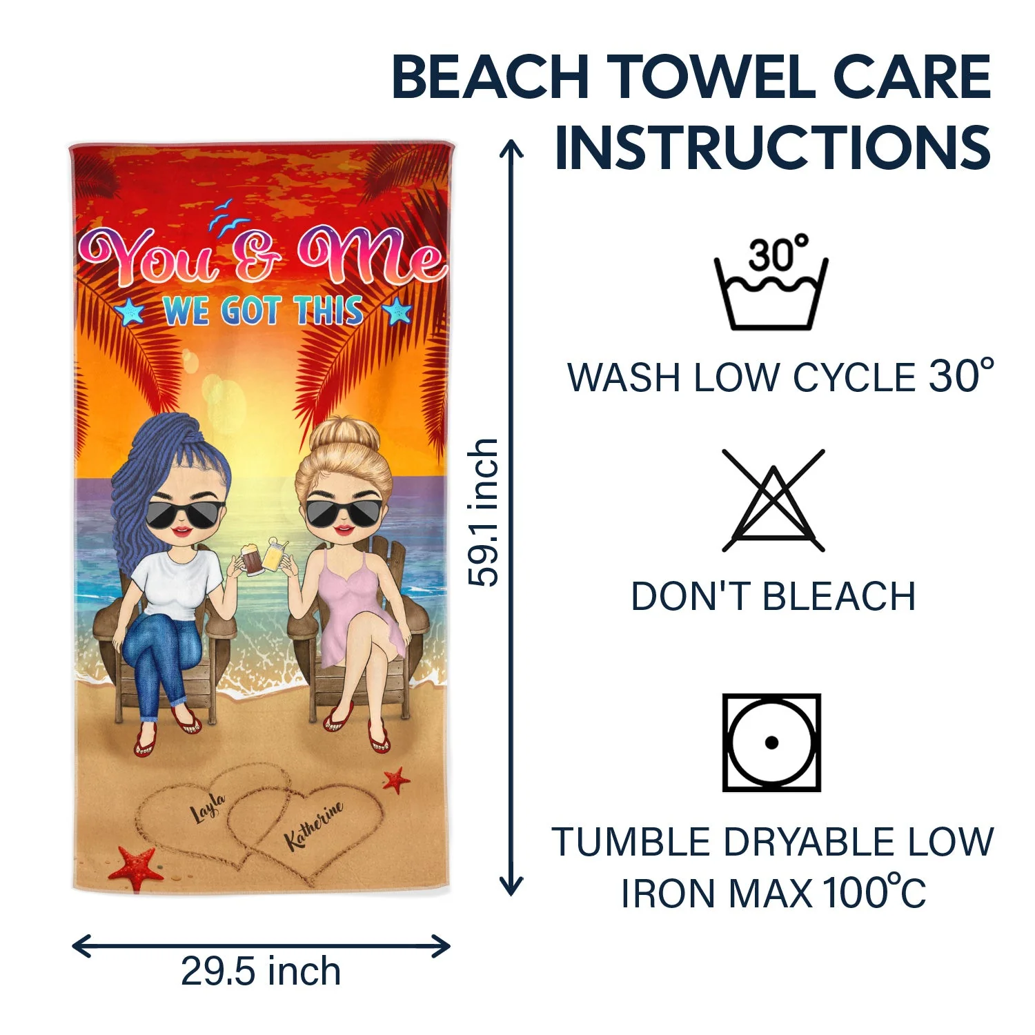Love You To The Beach And Back Summer Vacation - Birthday, Anniversary Gift For Spouse, Lover, Husband, Wife, Boyfriend, Girlfriend, Couples - Personalized Custom Beach Towel - Image 6