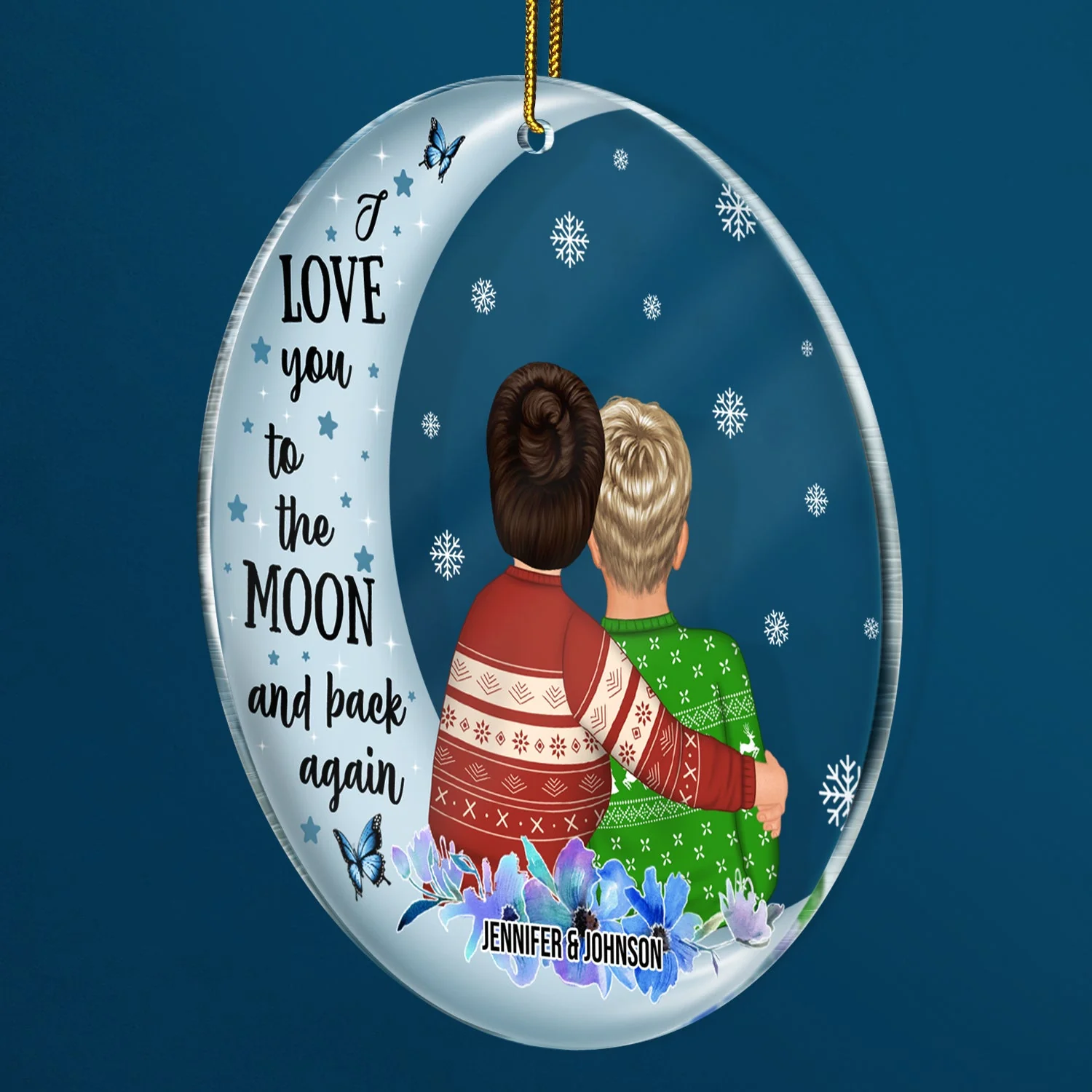 Love You To The Moon And Back - Christmas Gift For Grandma - Personalized Circle Acrylic Ornament - Image 2
