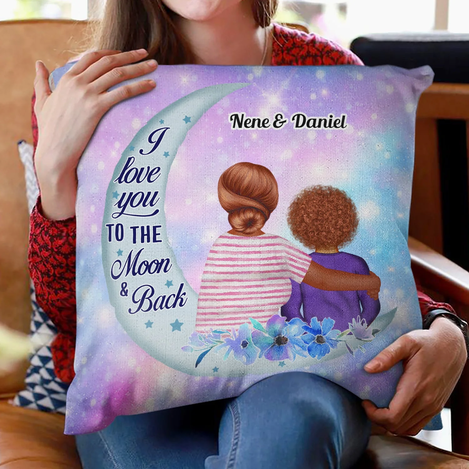 Love You To The Moon And Back - Grandma, Grandmother Gift - Personalized Custom Pillow - Image 2