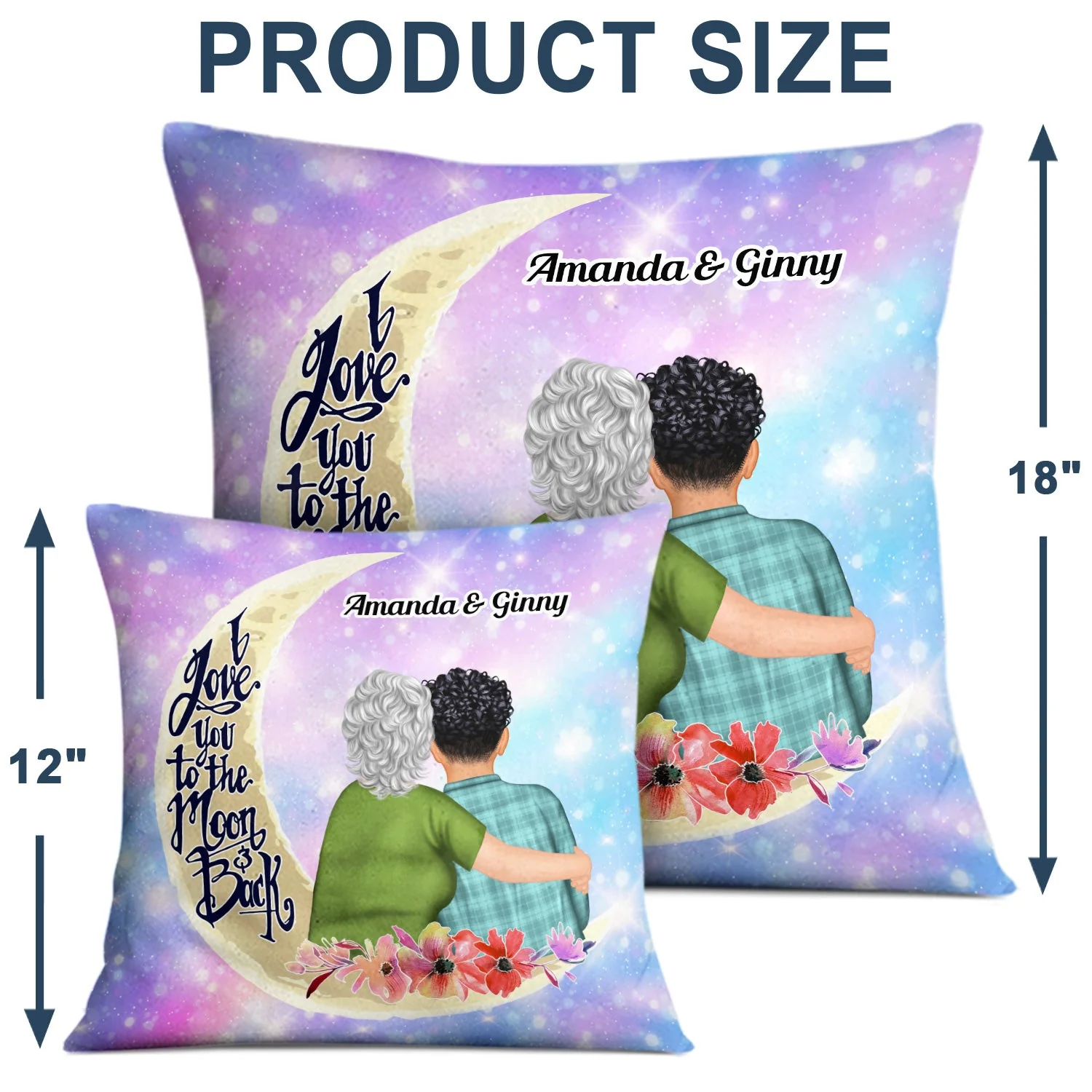 Love You To The Moon And Back - Grandma, Grandmother Gift - Personalized Custom Pillow - Image 4