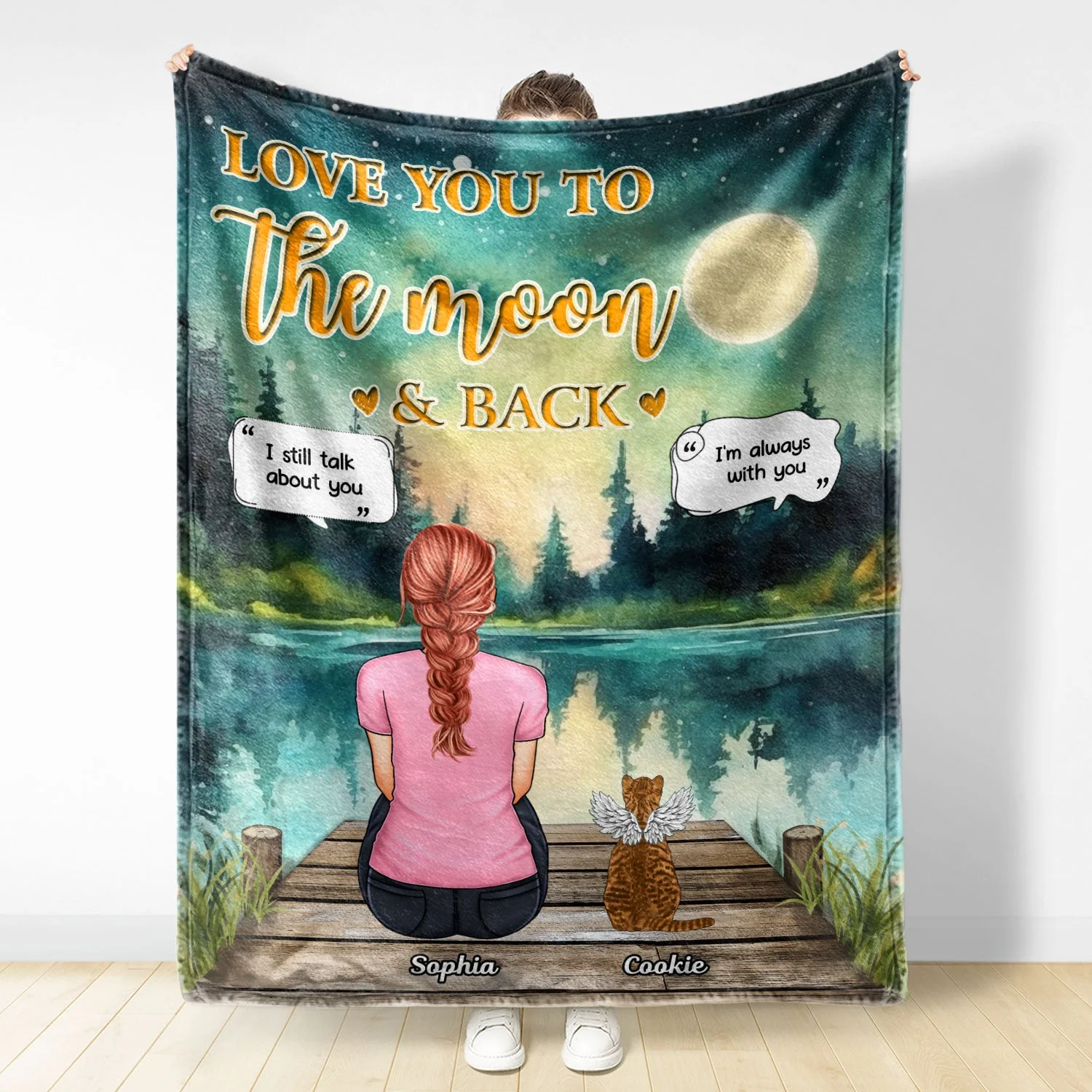 Love You To The Moon And Back - Memorial Gift For Pet Lovers, Dog Lovers, Cat Lovers - Personalized Fleece Blanket - Image 2