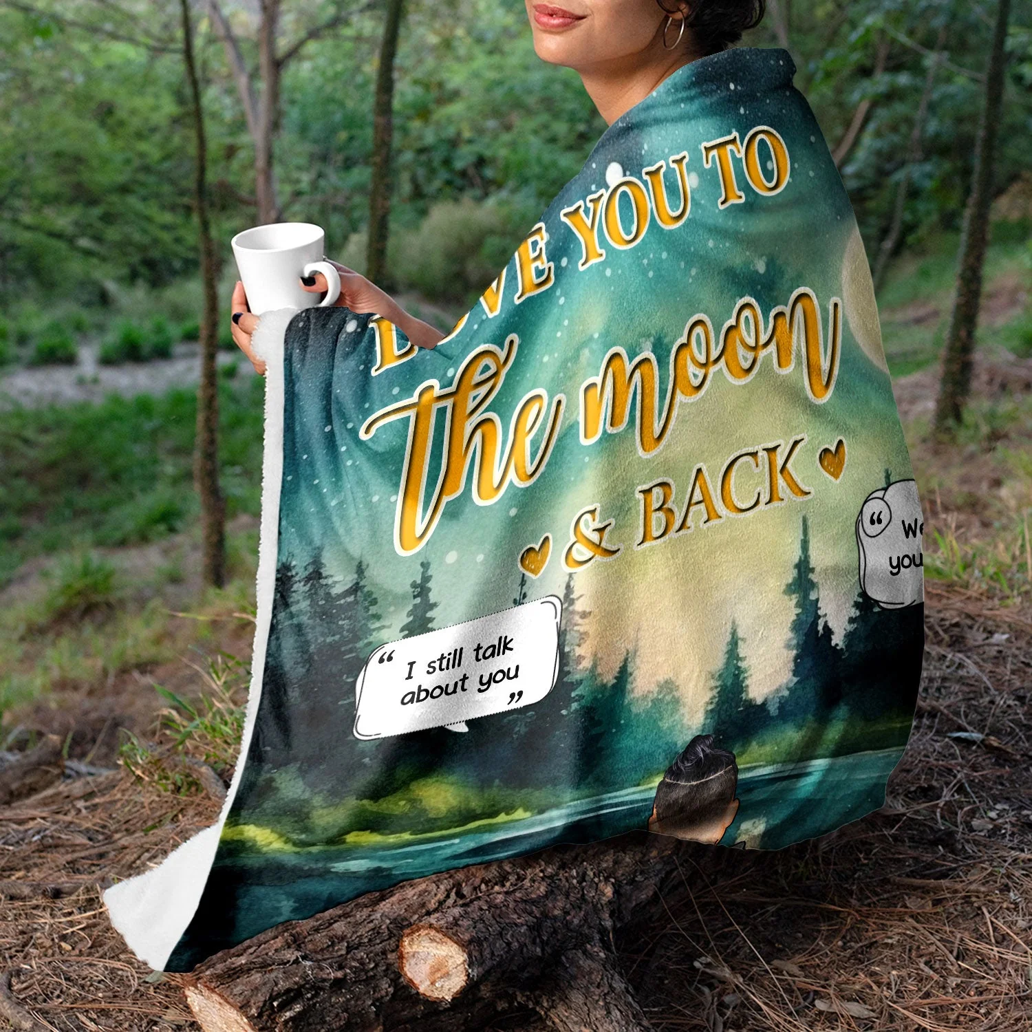 Love You To The Moon And Back - Memorial Gift For Pet Lovers, Dog Lovers, Cat Lovers - Personalized Fleece Blanket - Image 3