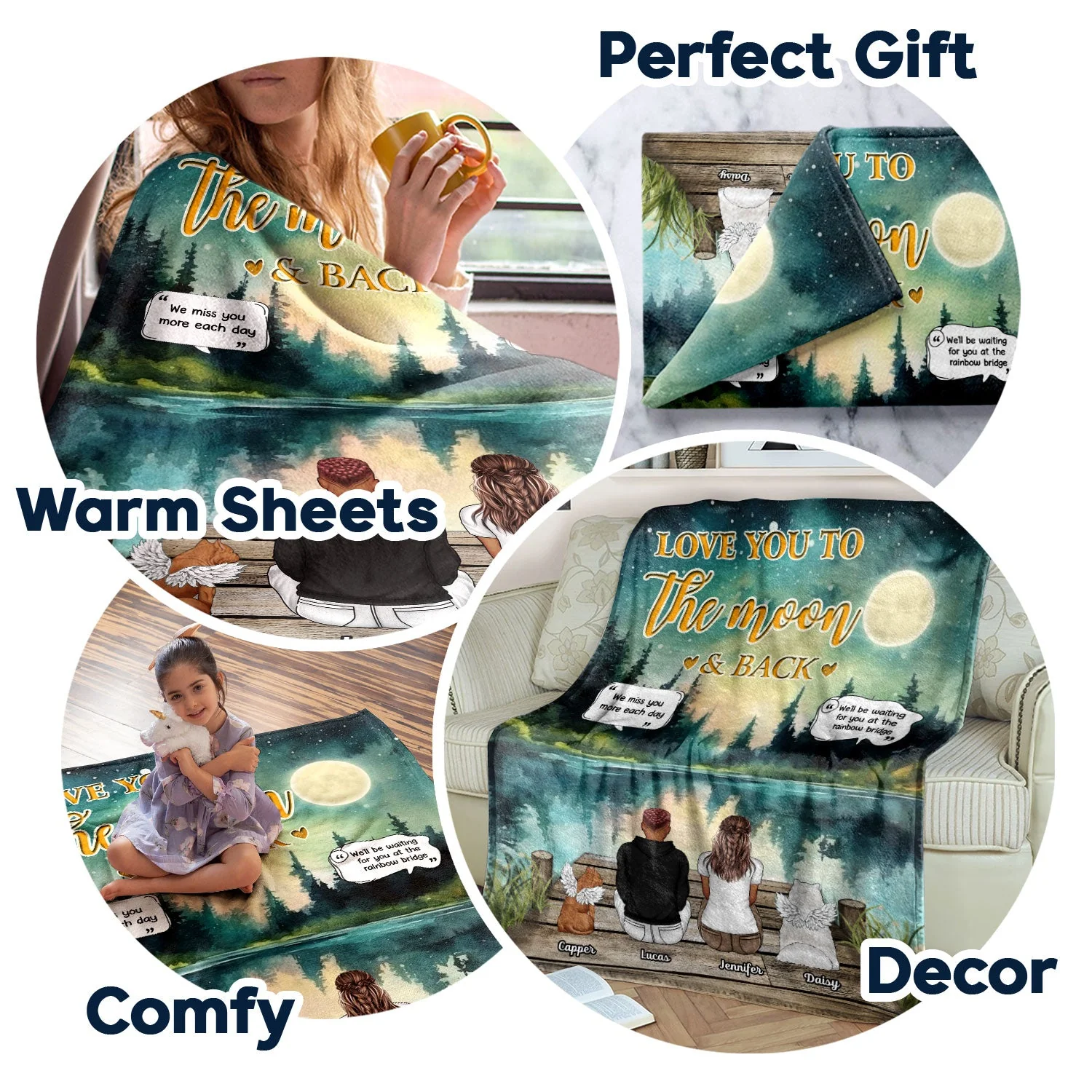 Love You To The Moon And Back - Memorial Gift For Pet Lovers, Dog Lovers, Cat Lovers - Personalized Fleece Blanket - Image 5