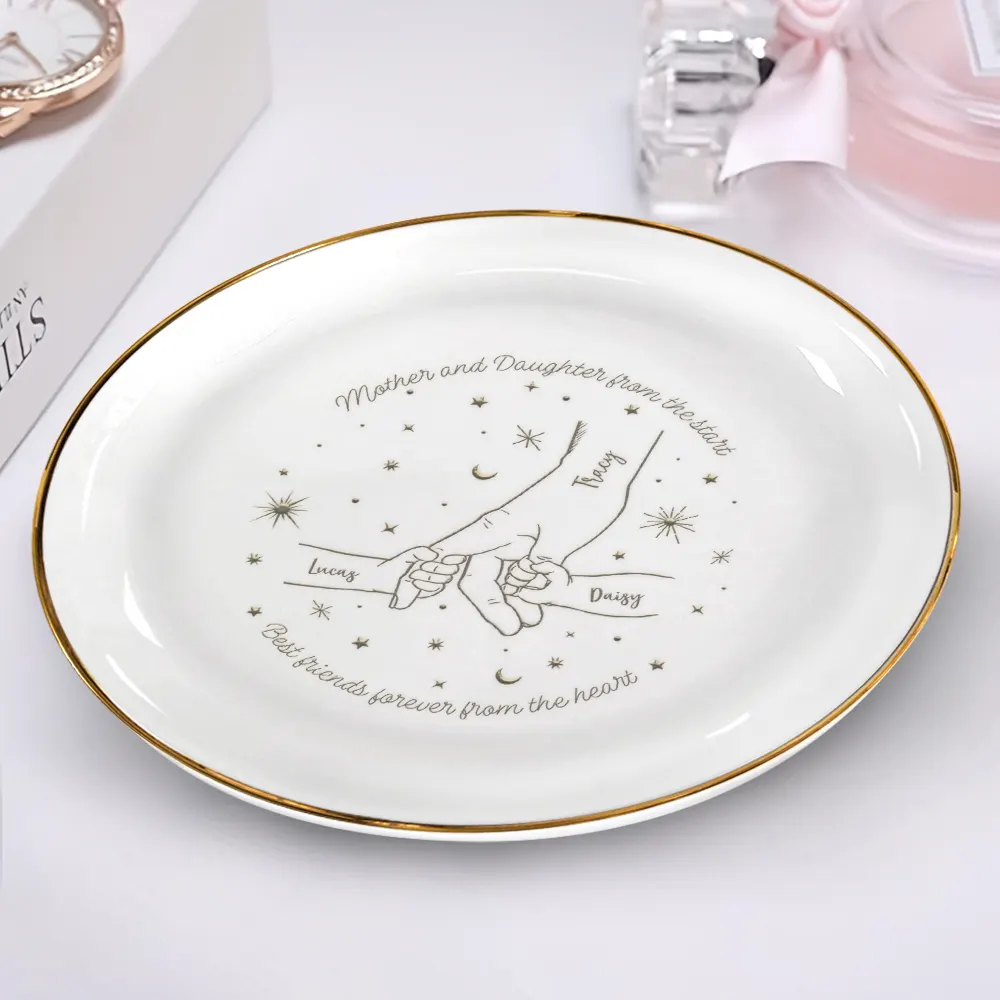 Love You To The Moon And Back Mom Mother - Personalized Round Ring Dish - Image 2