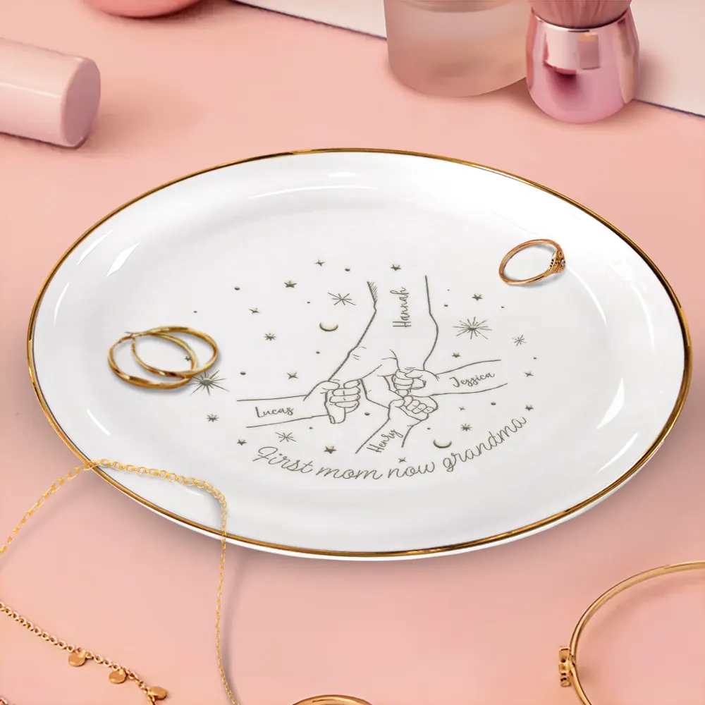Love You To The Moon And Back Mom Mother - Personalized Round Ring Dish - Image 3