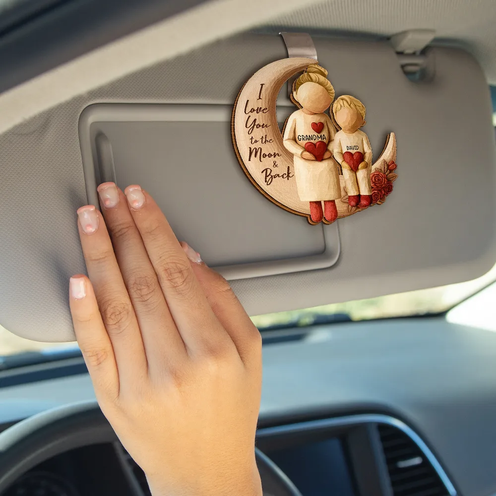 Love You To The Moon & Back - Personalized Custom Shaped Car Visor Clip - Image 4