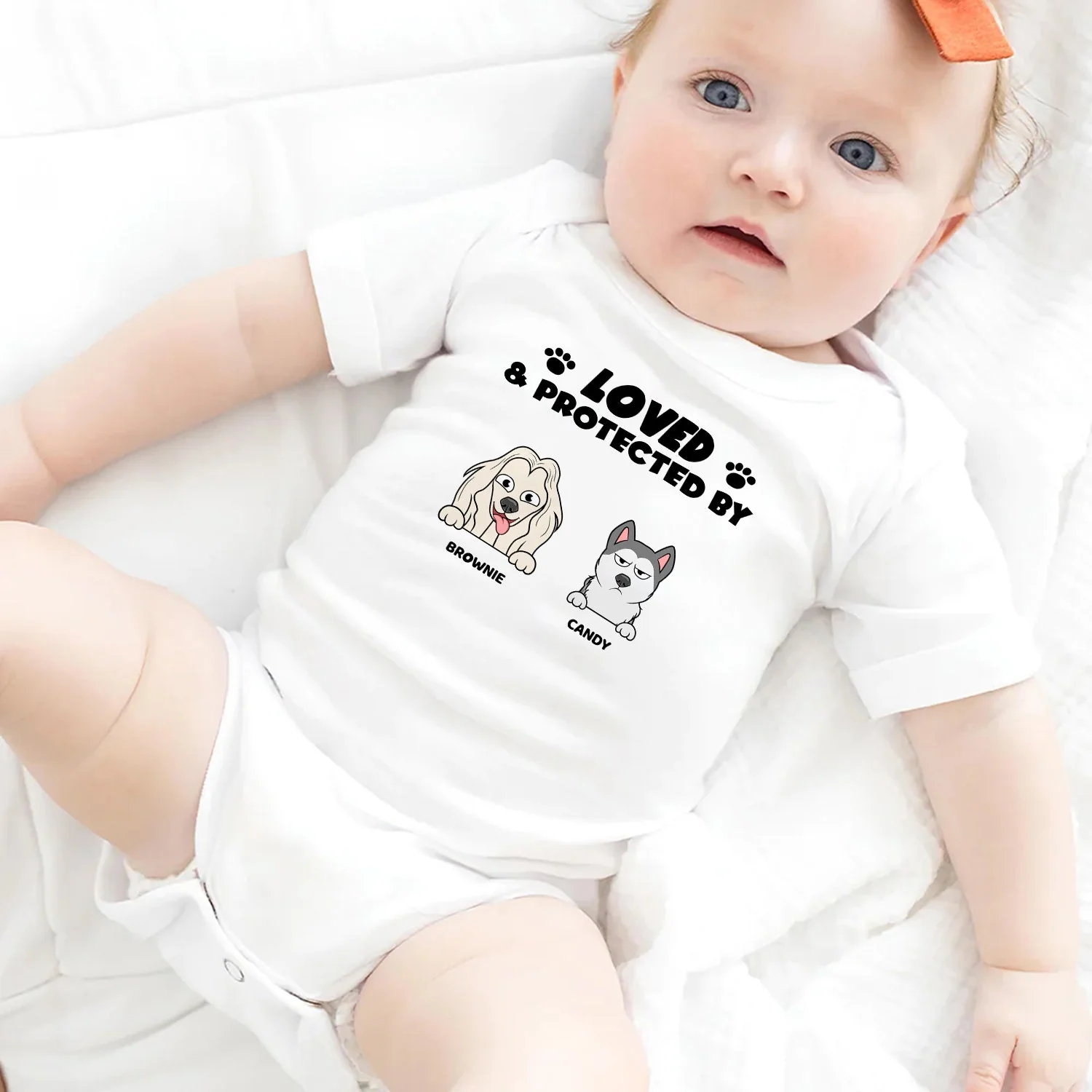 Loved And Protected By Dog - Gift For Pet Lovers - Personalized Baby Onesie - Image 5