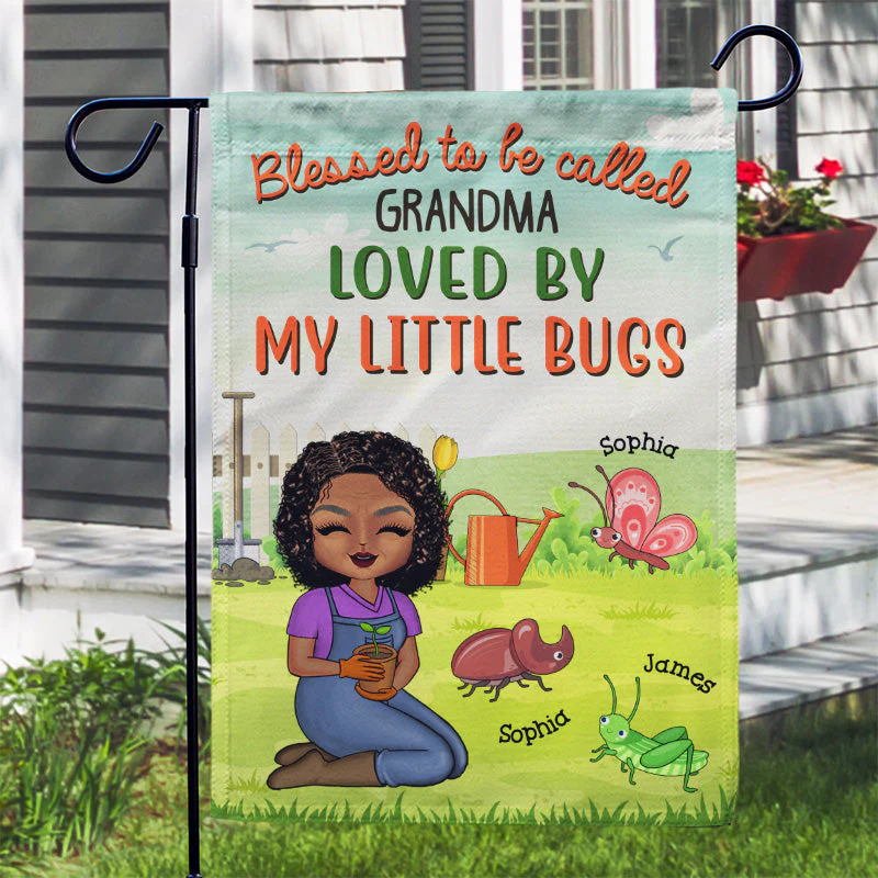 Loved By My Little Bugs Gardening Lady - Gift For Women - Personalized Custom Flag - Image 2