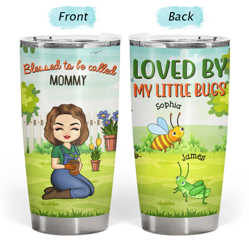Loved By My Little Bugs Gardening Lady - Gift For Women - Personalized Custom Tumbler - Image 3
