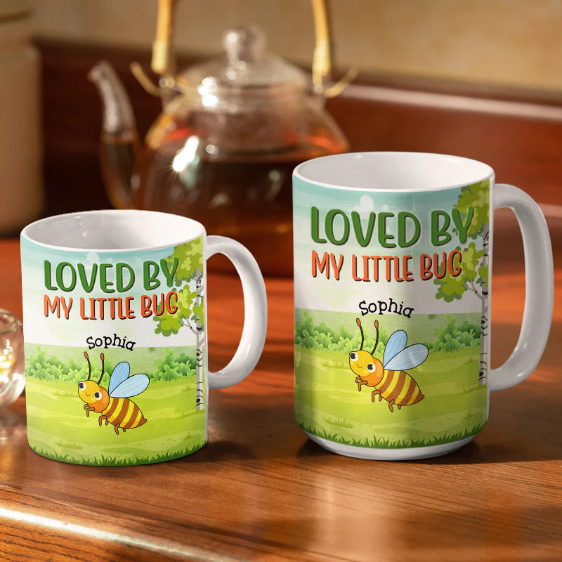 Loved By My Little Bugs Gardening Lady - Gift For Women - Personalized Custom White Edge-to-Edge Mug - Image 3