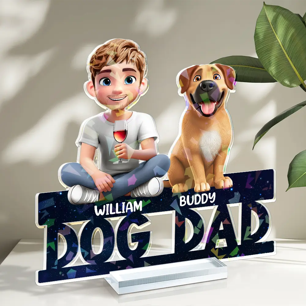 Lovely Dog Mom Dog Dad 3D Effect Print - Personalized Holographic Acrylic Plaque - Image 2