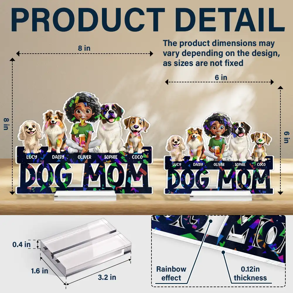 Lovely Dog Mom Dog Dad 3D Effect Print - Personalized Holographic Acrylic Plaque - Image 4
