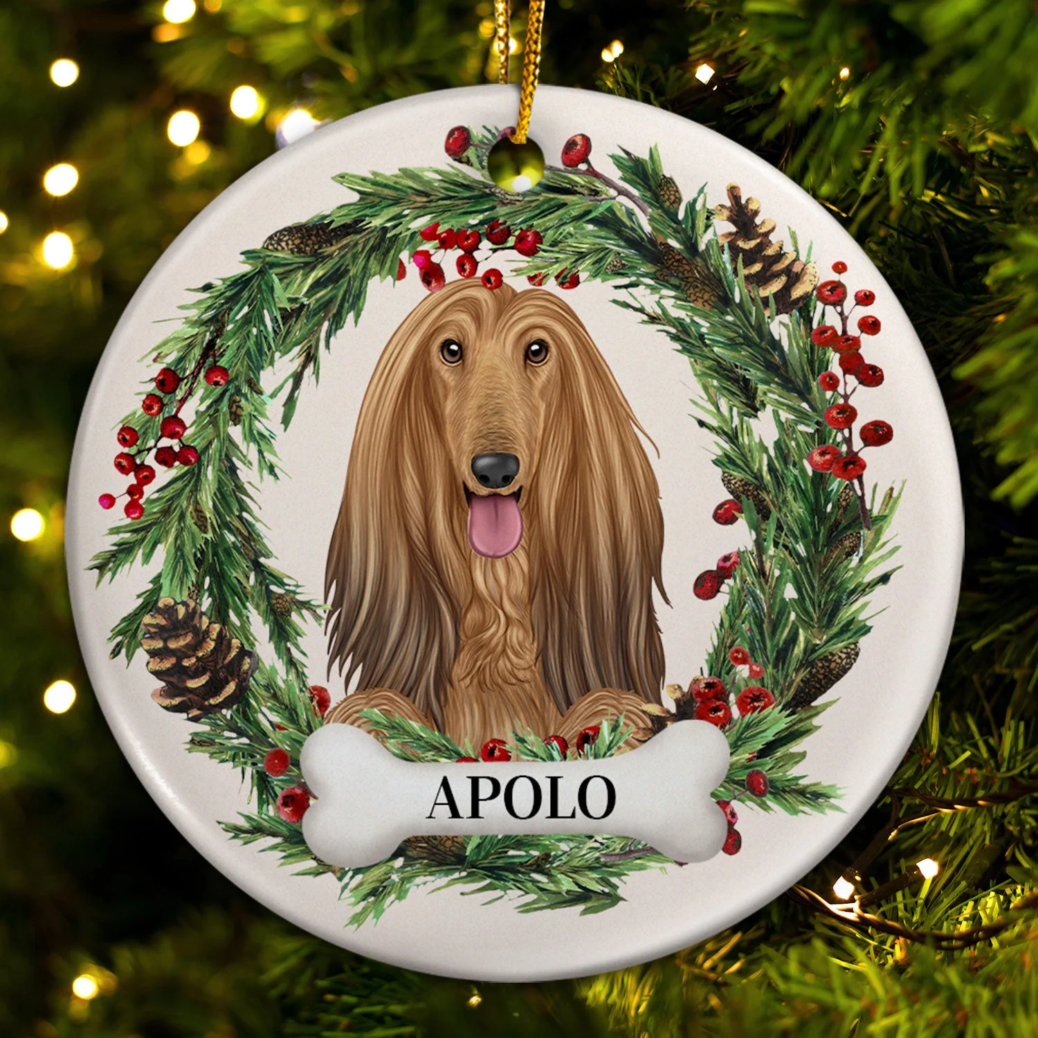 Lovely Dogs Cats - Christmas Memorial Gift For Pet Lovers - Personalized Circle Ceramic Ornament - Image 2