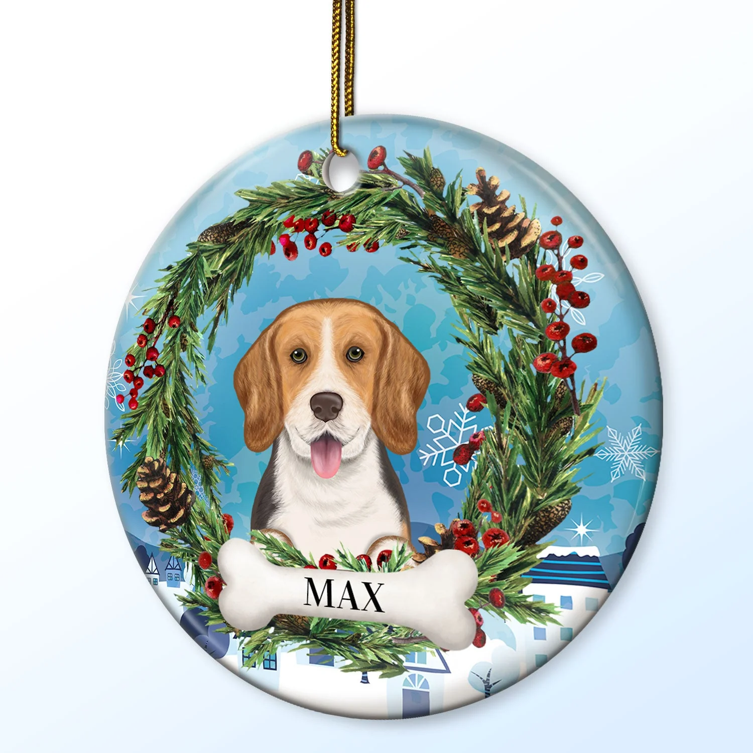 Lovely Dogs Cats - Christmas Memorial Gift For Pet Lovers - Personalized Circle Ceramic Ornament - Image 3