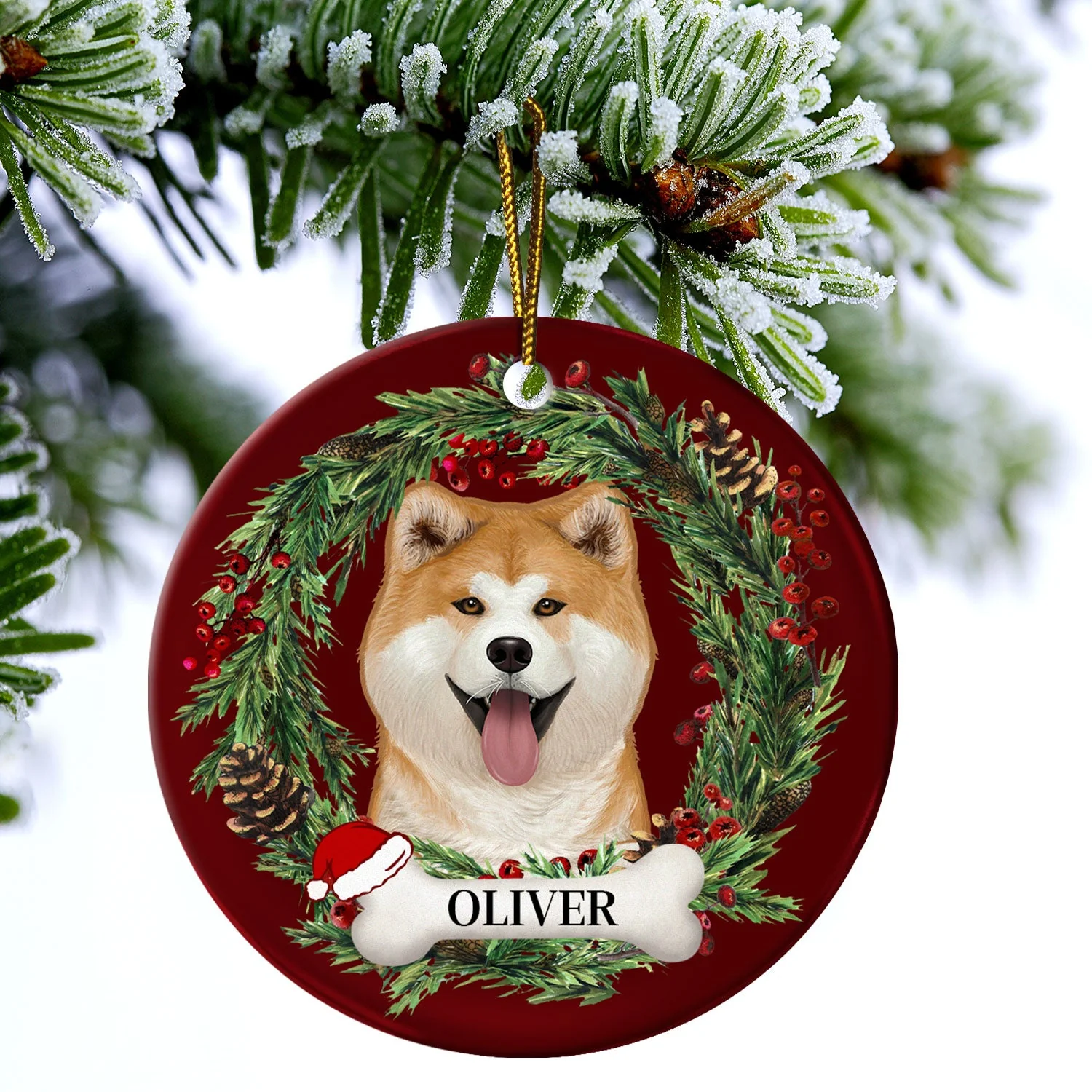 Lovely Dogs Cats - Christmas Memorial Gift For Pet Lovers - Personalized Circle Ceramic Ornament - Image 5