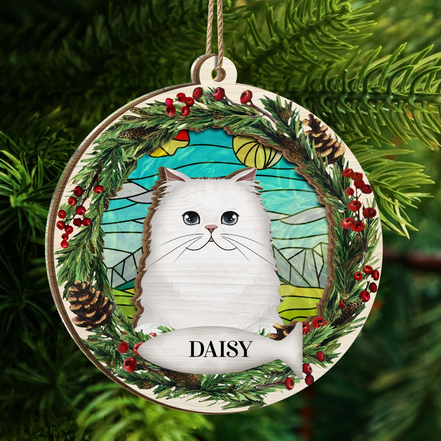 Lovely Dogs Cats - Christmas Memorial Gift For Pet Lovers - Personalized Suncatcher Ornament - Image 3