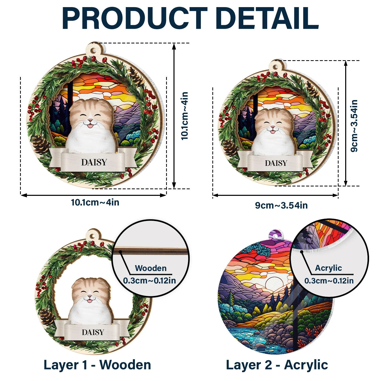 Lovely Dogs Cats - Christmas Memorial Gift For Pet Lovers - Personalized Suncatcher Ornament - Image 5