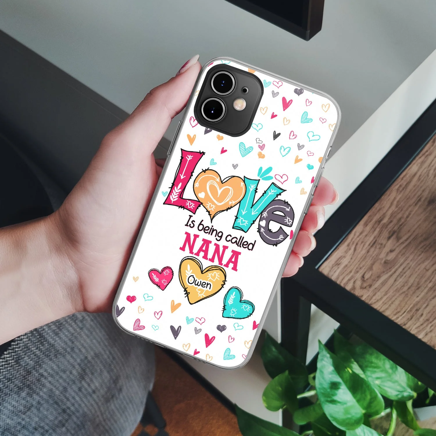 Lovely Hearts Grandma Mom Kids - Birthday, Loving Gift For Mother, Grandmother - Personalized Clear Phone Case - Image 4