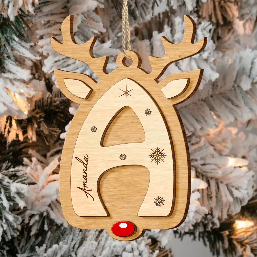 Lovely Monogram Keepsake For Family - Personalized Combo 2-Layered Wooden Ornament - Image 3