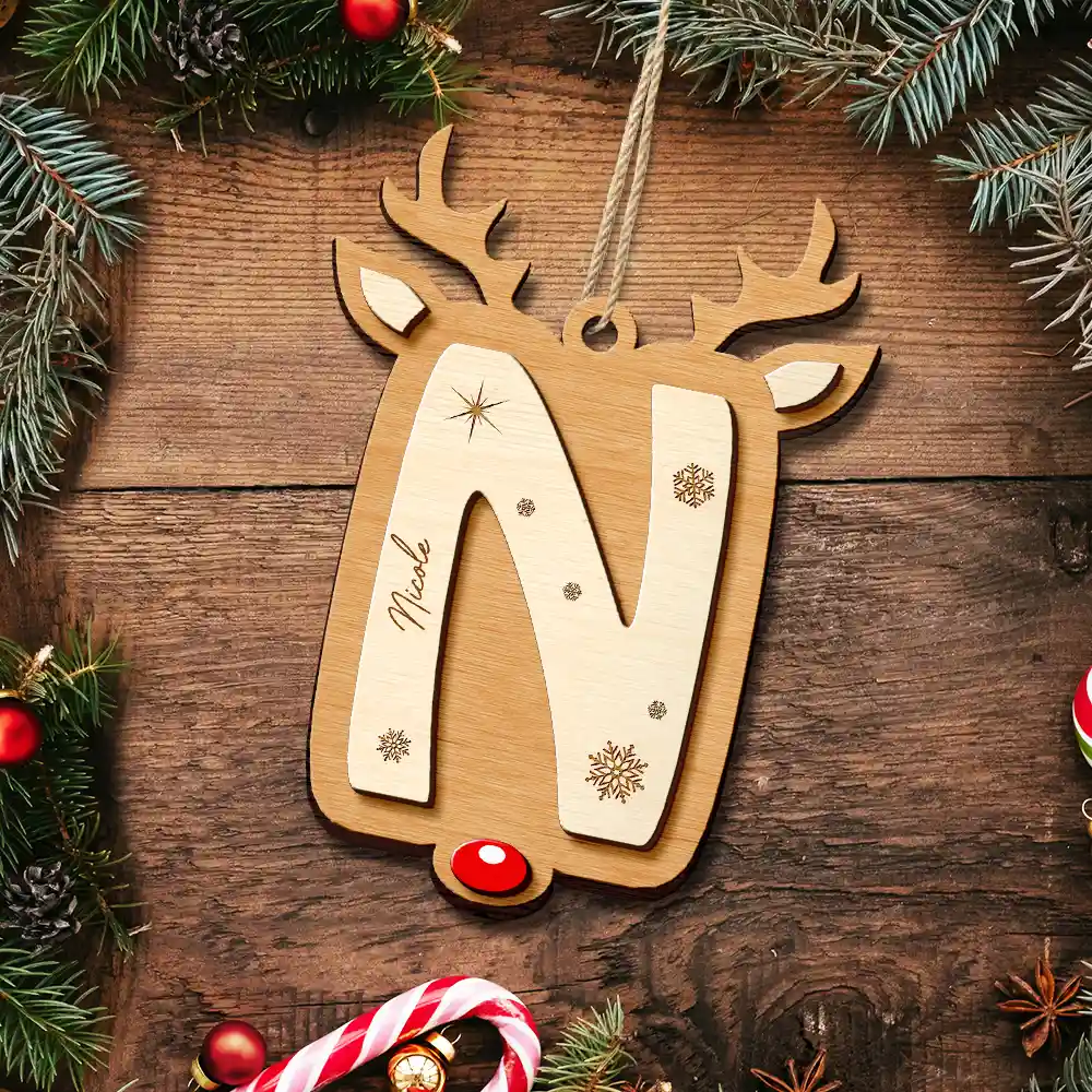 Lovely Monogram Keepsake For Family - Personalized Combo 2-Layered Wooden Ornament - Image 5