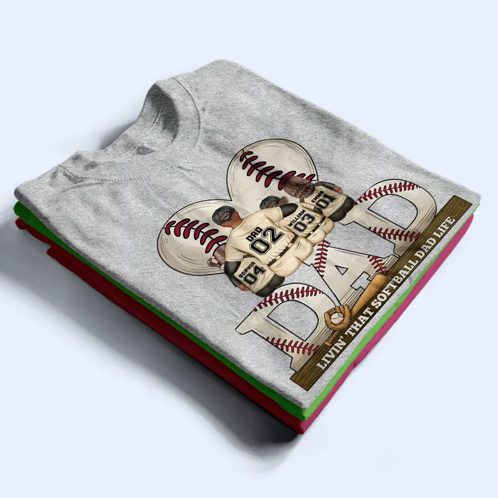 Loving Best Baseball Dad Ever - Personalized T Shirt - Image 3