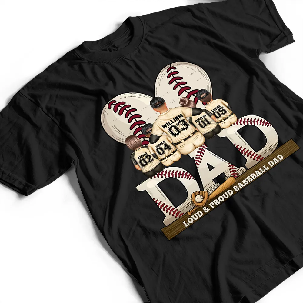 Loving Best Baseball Dad Ever - Personalized T Shirt - Image 4