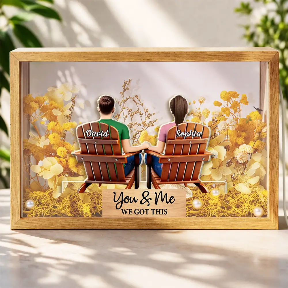 Loving Couple You & Me We Got This - Personalized Flower Light Box - Image 2