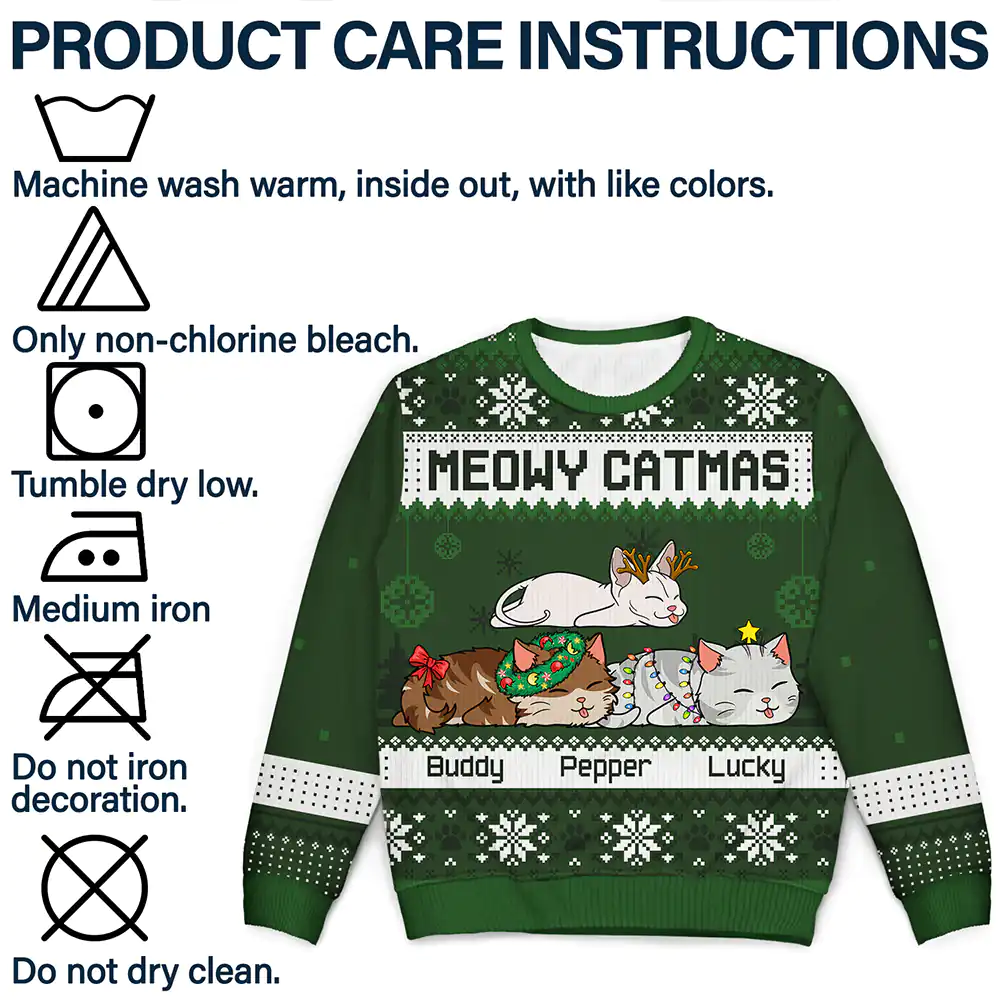 Lying Cat Meowy Catmas - Personalized Unisex Ugly Sweater - Image 7