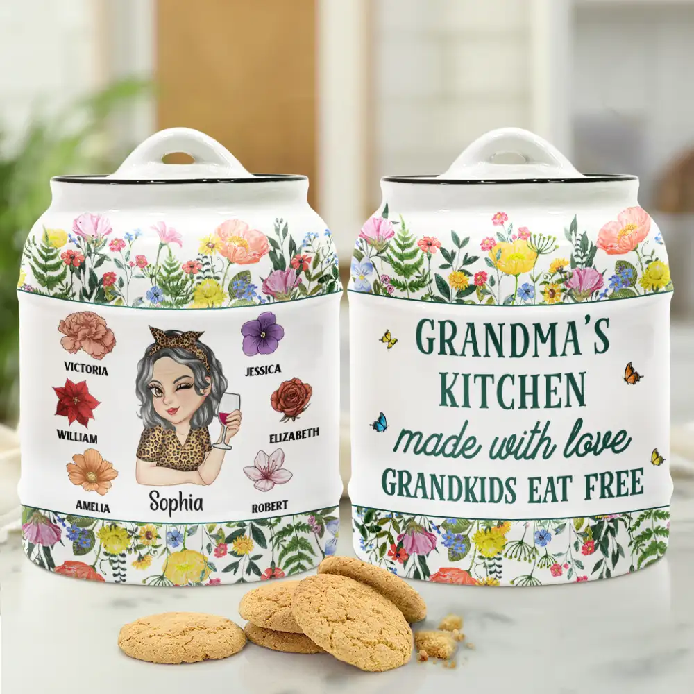 Made With Love Grandkids Eat Free - Personalized Cookie Jar