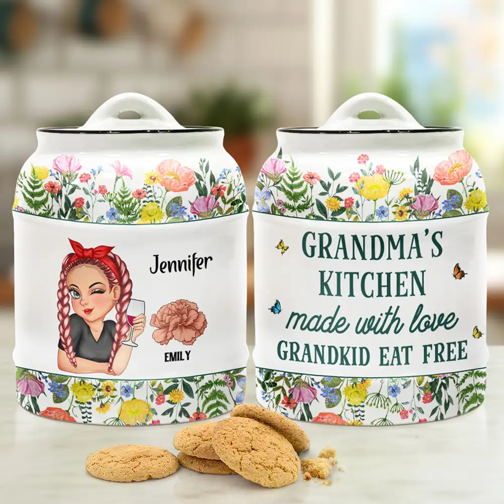 Made With Love Grandkids Eat Free - Personalized Cookie Jar - Image 2
