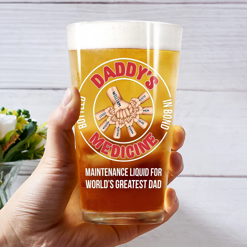 Maintenance Liquid For World's Greatest Dad - Personalized Beer Glass - Image 3