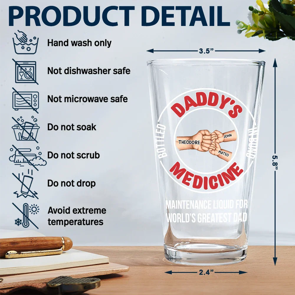 Maintenance Liquid For World's Greatest Dad - Personalized Beer Glass - Image 5