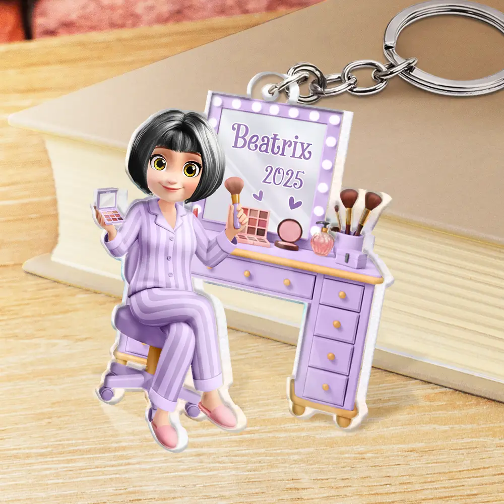 Makeup Girl Beauty 3D Effect - Personalized Acrylic Keychain - Image 2