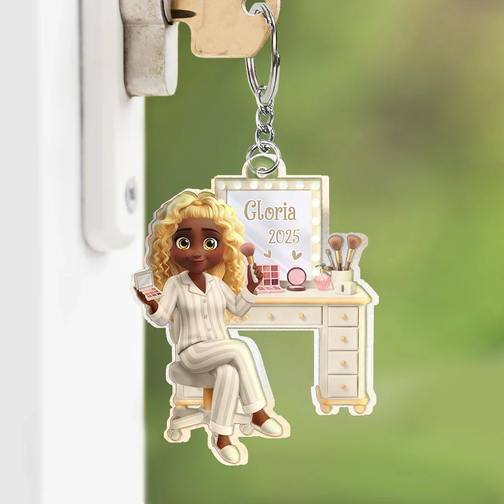 Makeup Girl Beauty 3D Effect - Personalized Acrylic Keychain - Image 3