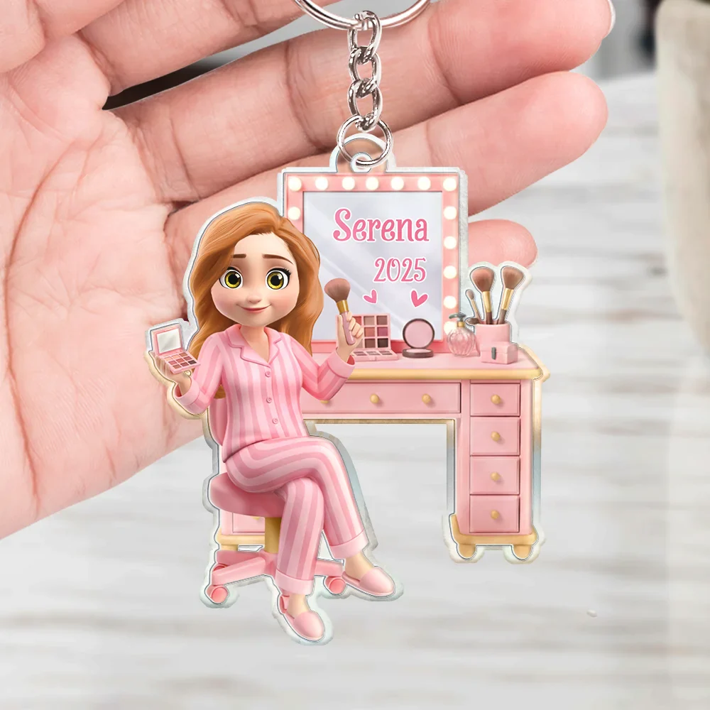 Makeup Girl Beauty 3D Effect - Personalized Acrylic Keychain - Image 4