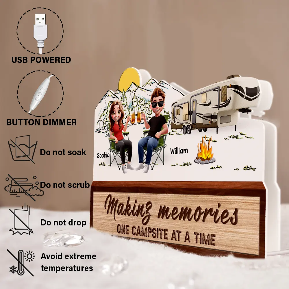 Making Memories One Campsite 3D Couple - Personalized Custom Shaped Light Box - Image 6