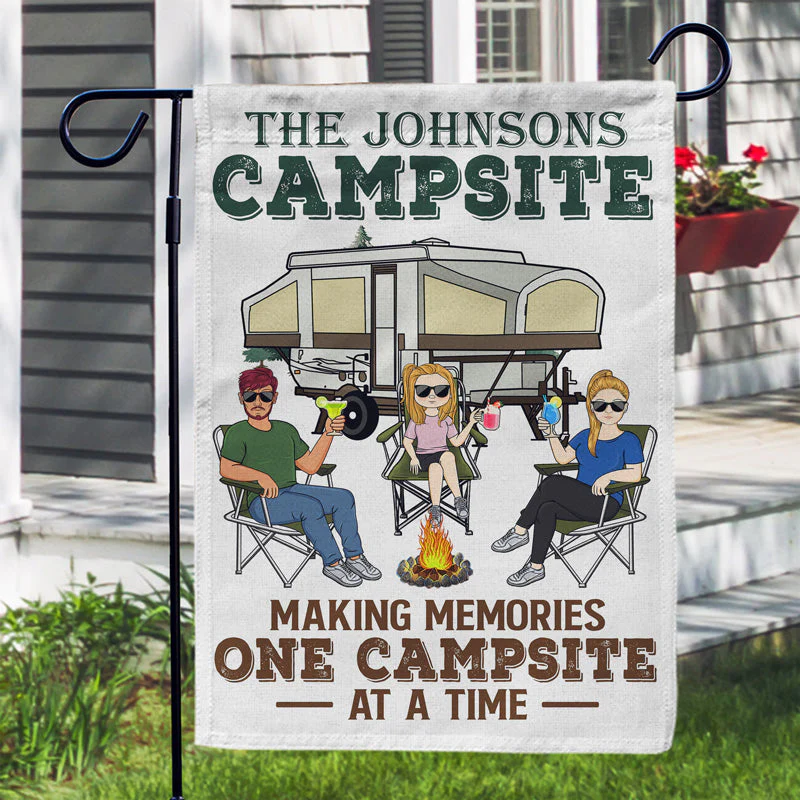 Making Memories One Campsite At A Time Camping Family - Backyard Sign - Personalized Custom Flag - Image 3
