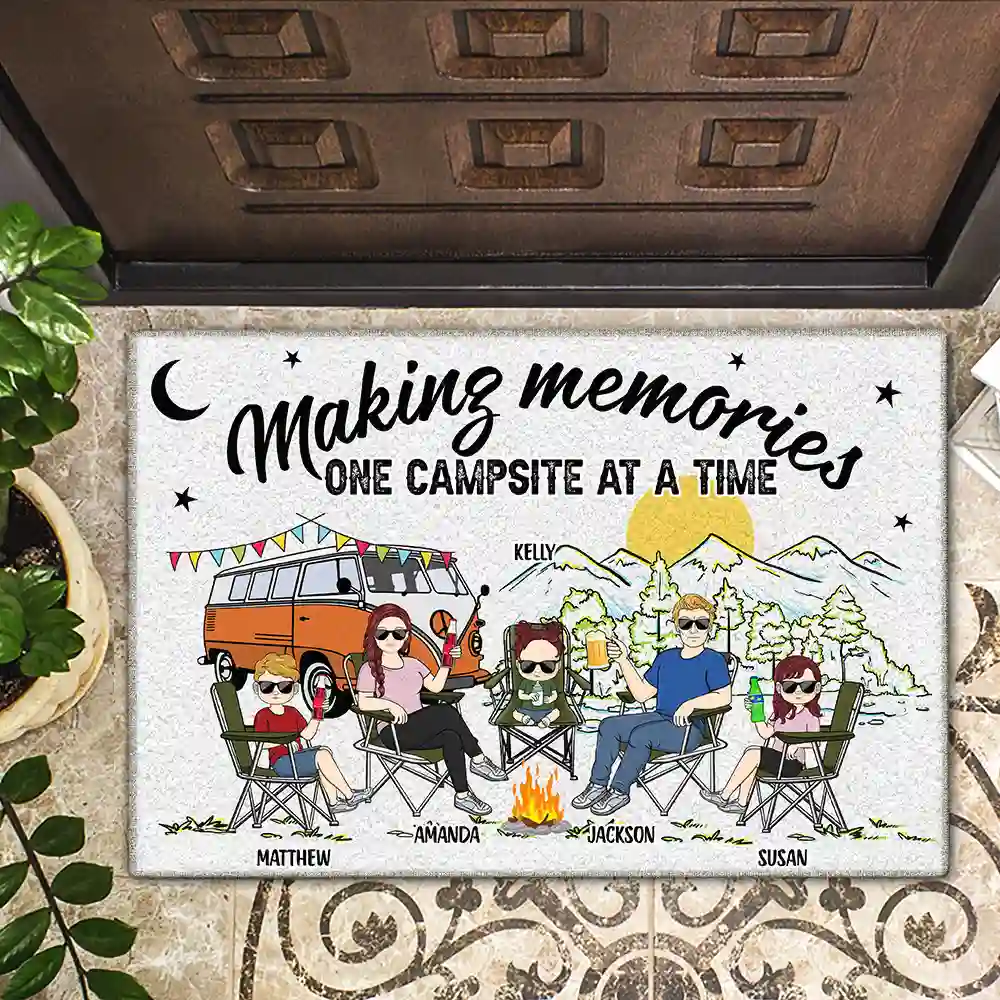 Making Memories One Campsite At A Time Camping Family - Personalized Doormat - Image 2