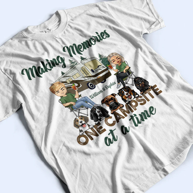 Making Memories One Campsite At A Time Dogs Camping Husband Wife - Couple Gift - Personalized Custom T Shirt - Image 3