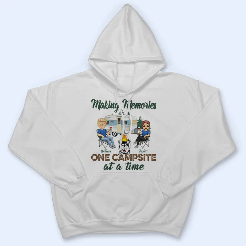 Making Memories One Campsite At A Time Dogs Camping Husband Wife - Couple Gift - Personalized Custom T Shirt - Image 4