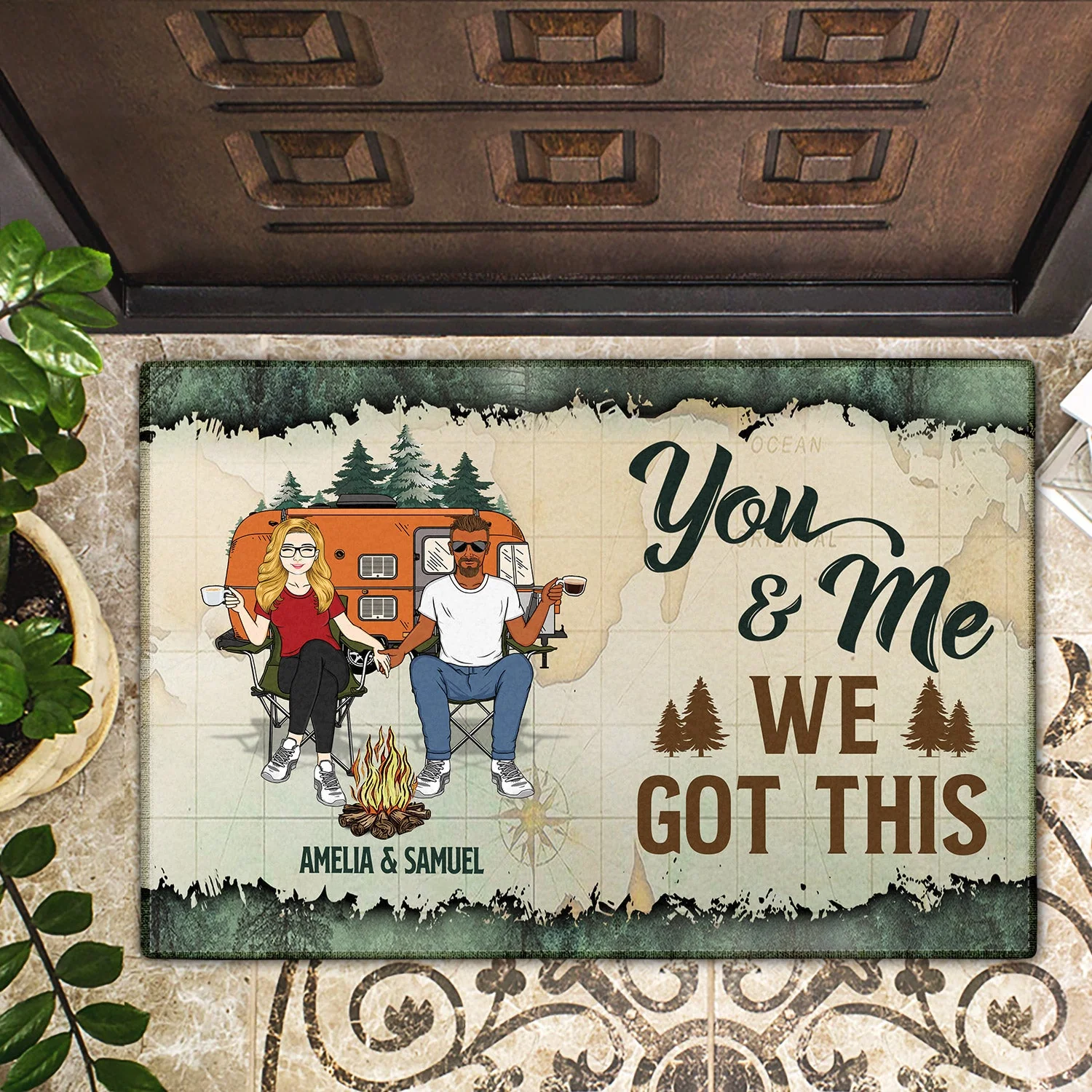 Making Memories One Campsite At A Time - Gift For Camping Lovers, Campsite, Camping Decor, Couple, Family - Personalized Custom Doormat - Image 2