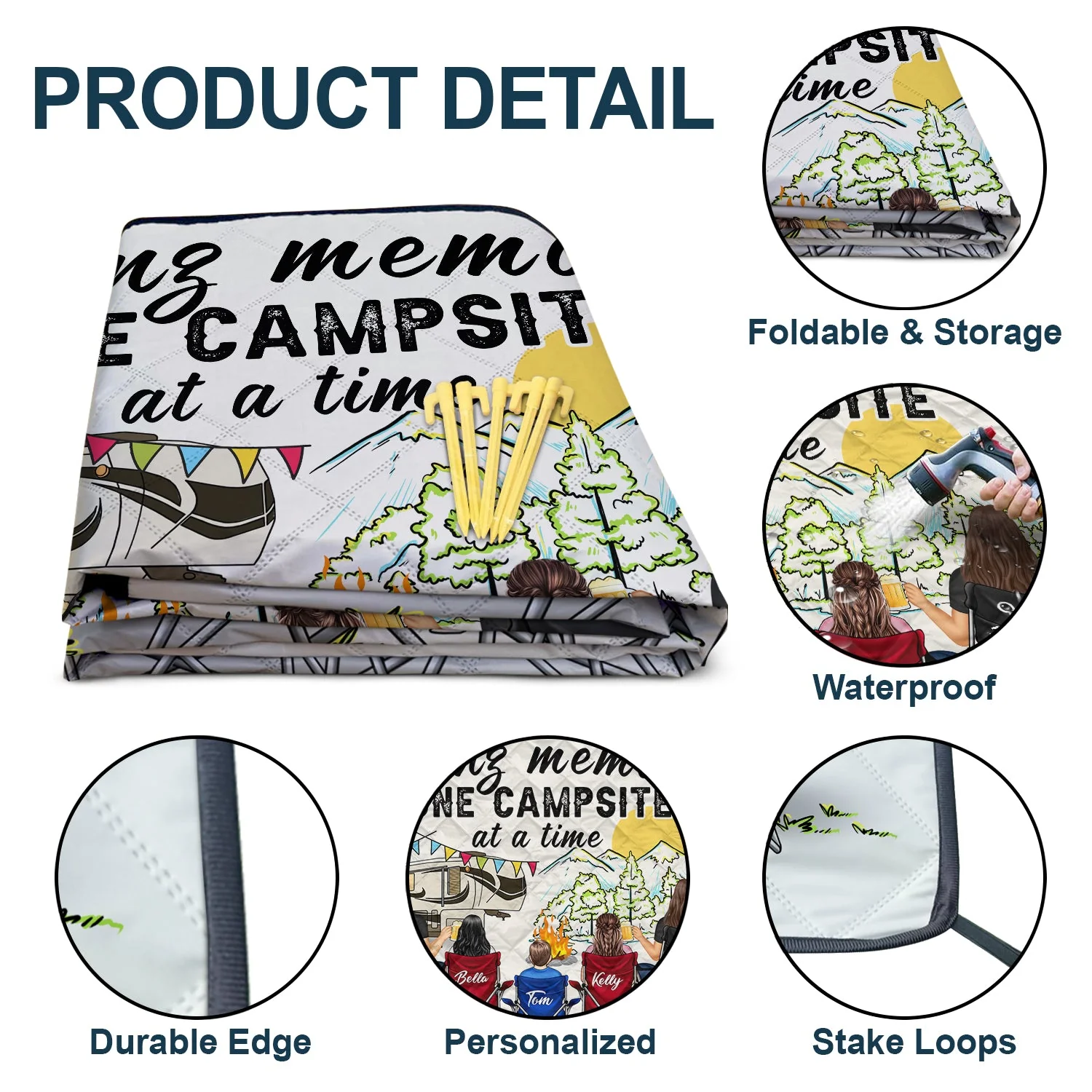 Making Memories One Campsite At A Time - Gift For Camping Lovers - Personalized Outdoor Waterproof Camping Picnic Blanket - Image 4