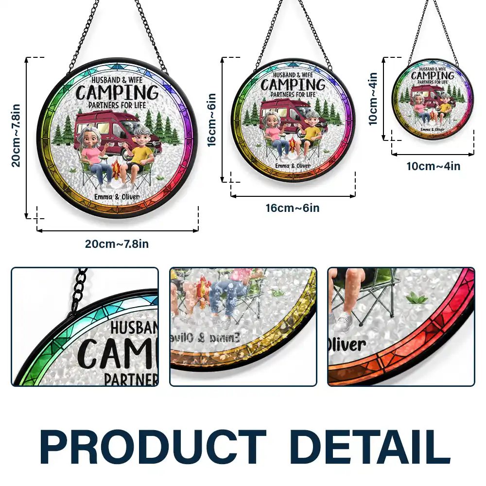 Making Memories One Campsite At A Time - Personalized Stained Glass Window Hanging Suncatcher - Image 3