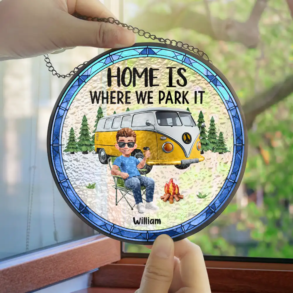 Making Memories One Campsite At A Time - Personalized Stained Glass Window Hanging Suncatcher - Image 4
