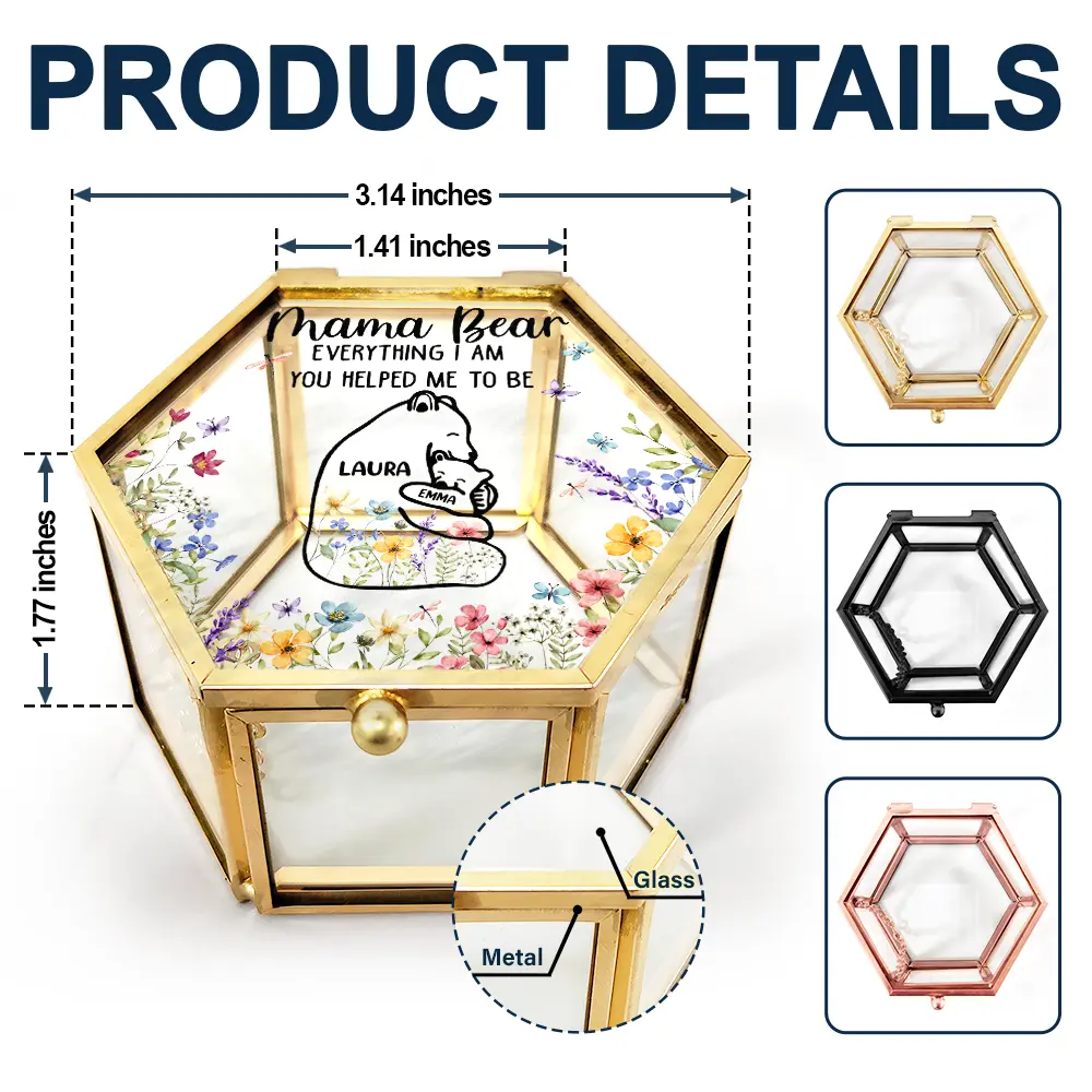 Mama Bear Everything I Am You Helped Me To Be - Personalized Glass Jewelry Box - Image 6