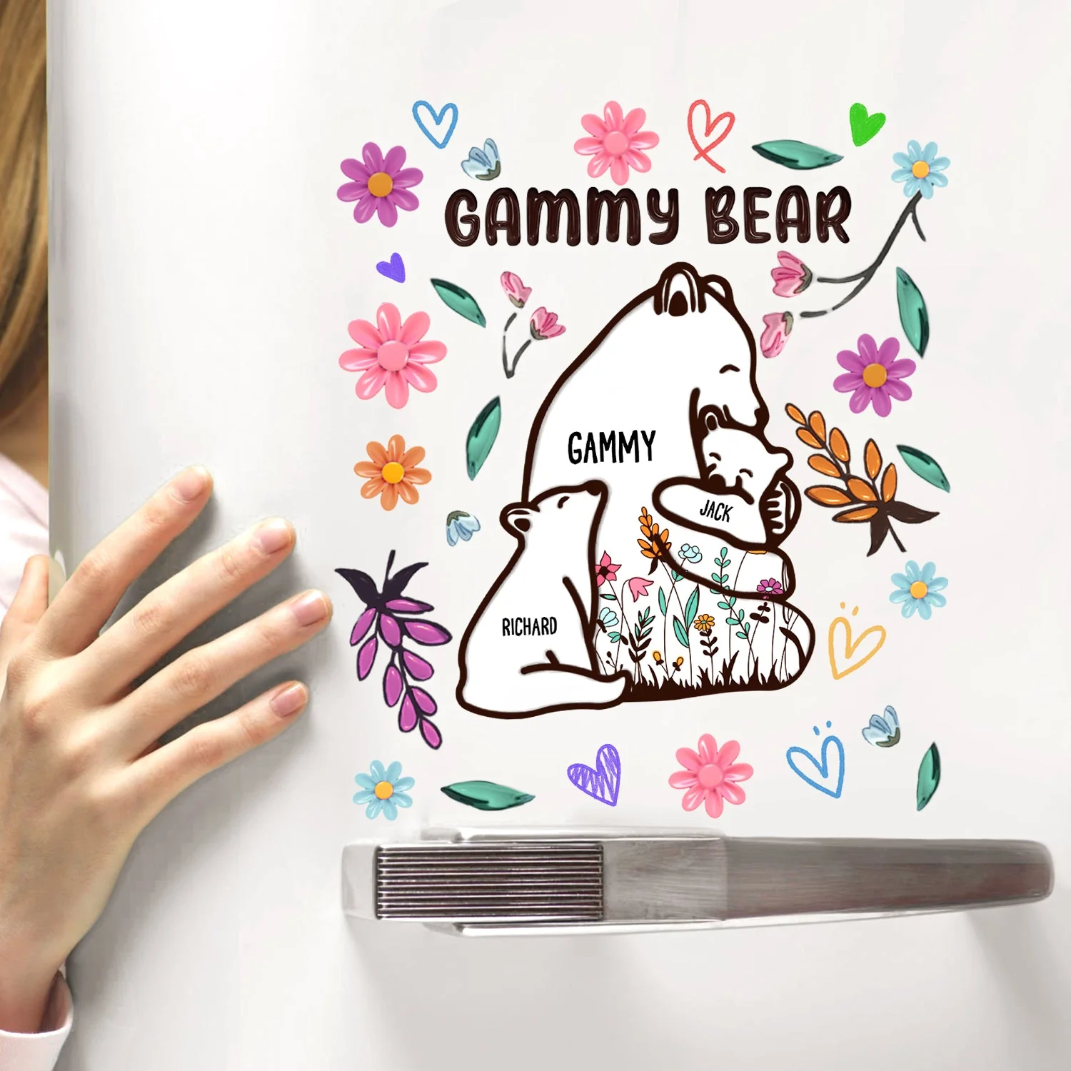 Mama Bear Floral Style - Birthday, Loving Gift For Mom, Mother, Grandma, Grandmother - Personalized Decor Decal - Image 3
